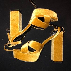 Mustard color platform heels